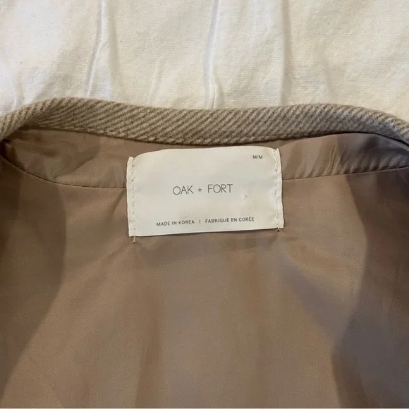 OAK + FORT Women’s Double Faced Belted Coat, Khaki, Size Medium - Picture 3 of 9